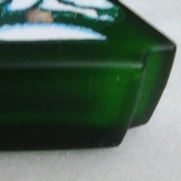 Frosted Green Glass Christmas Tree Empty Wine Bottle - Picture 3 of 11